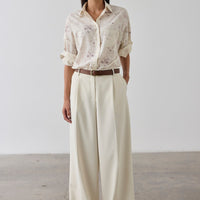 Simone Wide Leg Trouser - Cream
