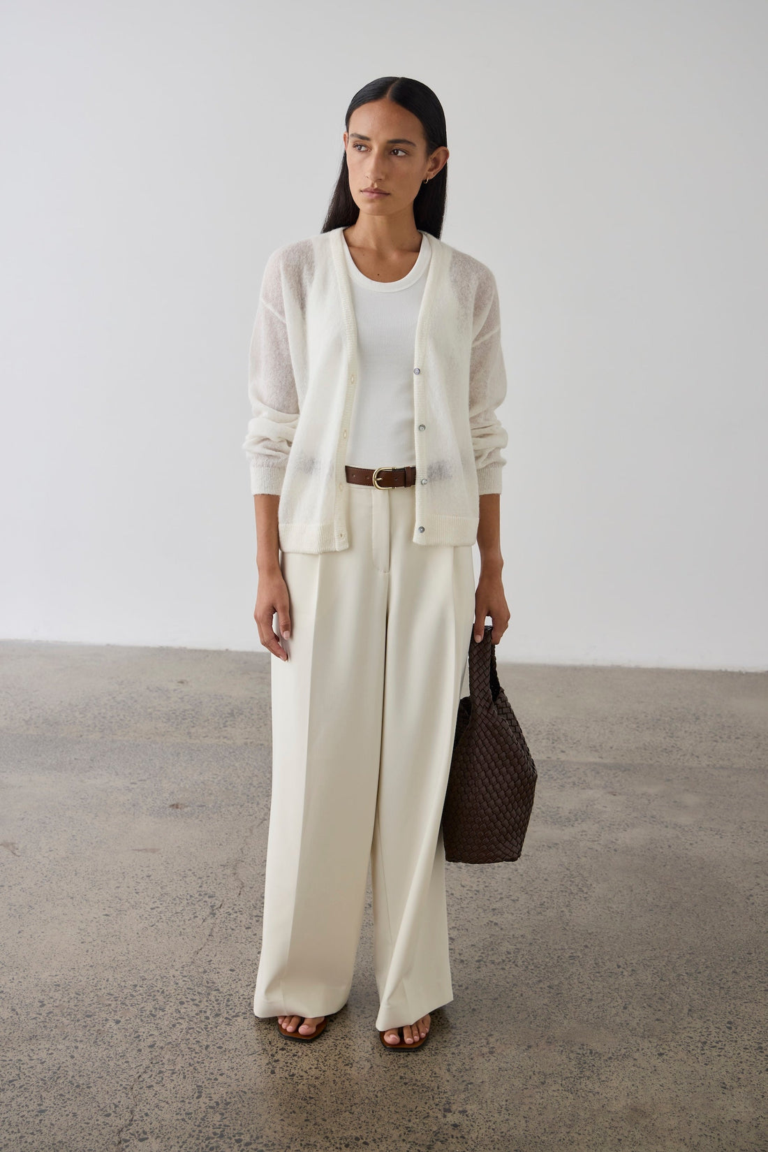 Simone Wide Leg Trouser - Cream