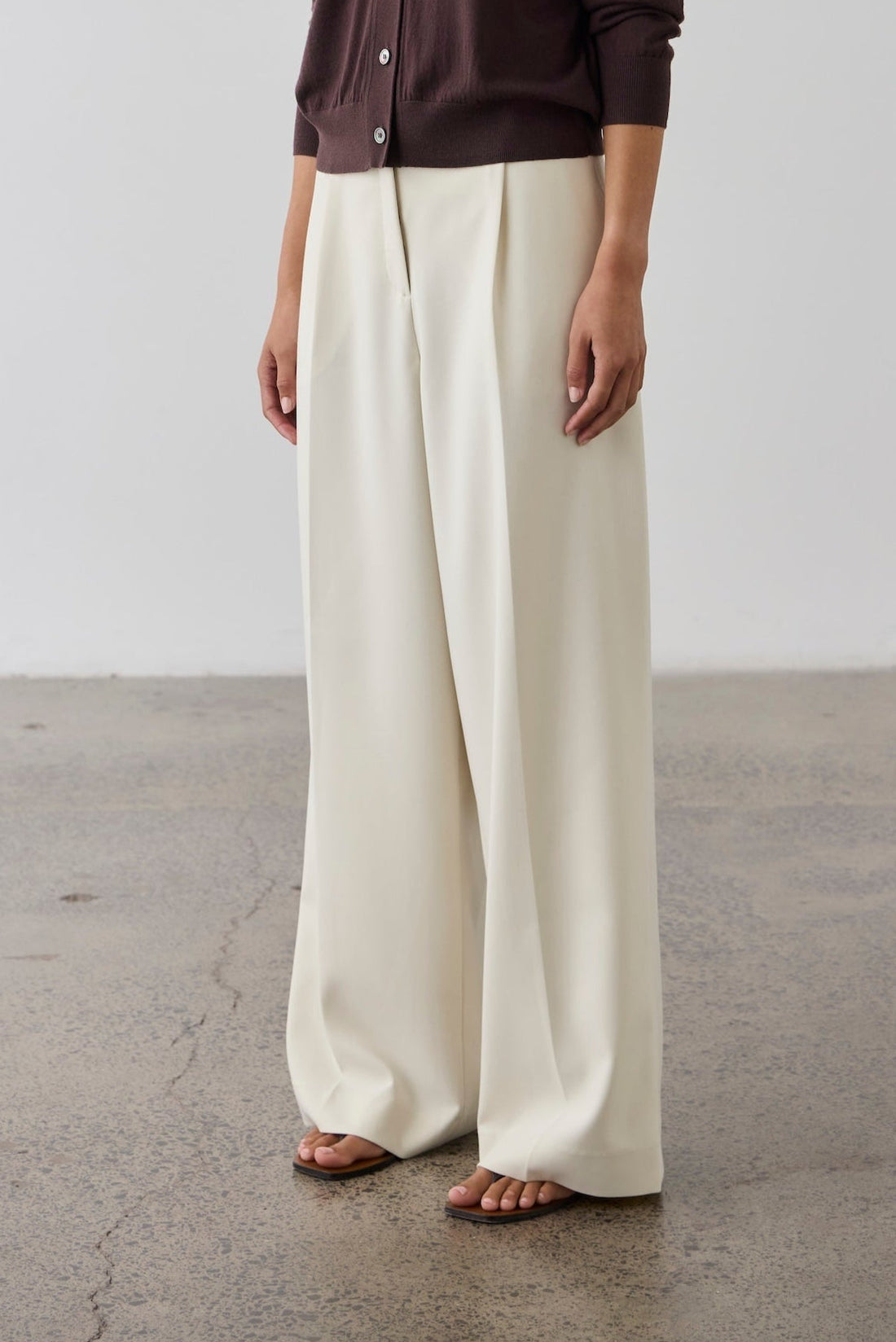 Simone Wide Leg Trouser - Cream