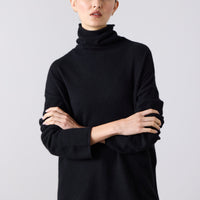 Mara Cashmere Funnel Neck - Black