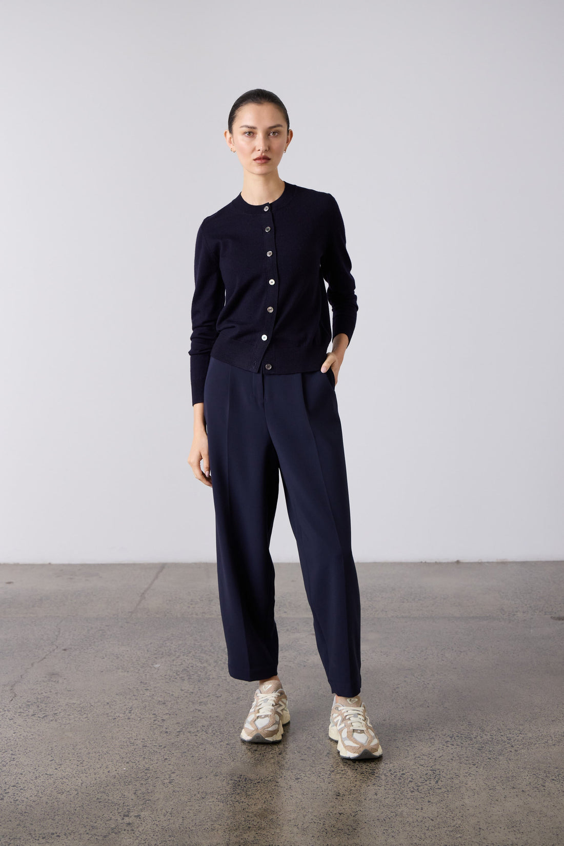 Sylvia Merino Knit Cardigan - Navy