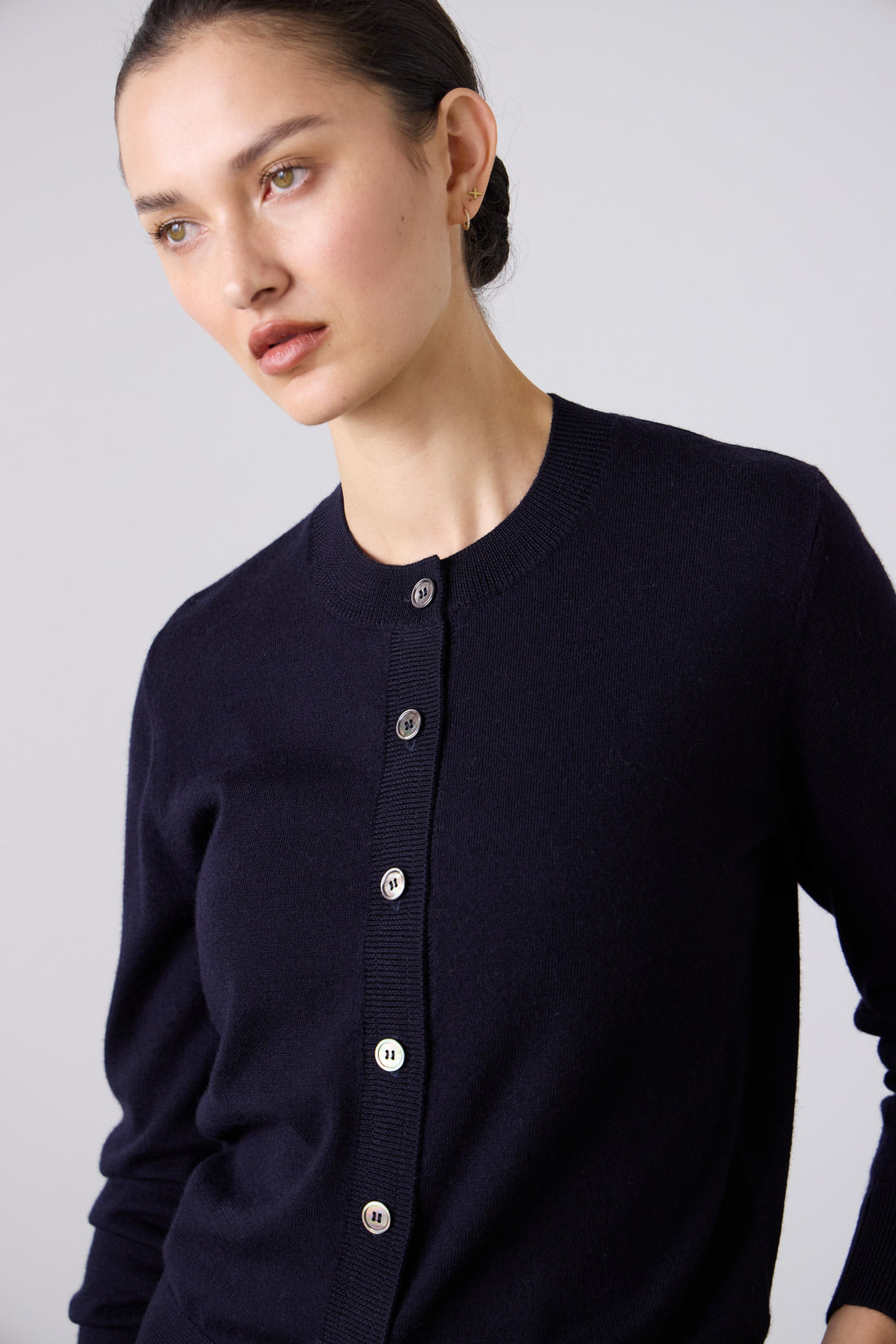 Sylvia Merino Knit Cardigan - Navy