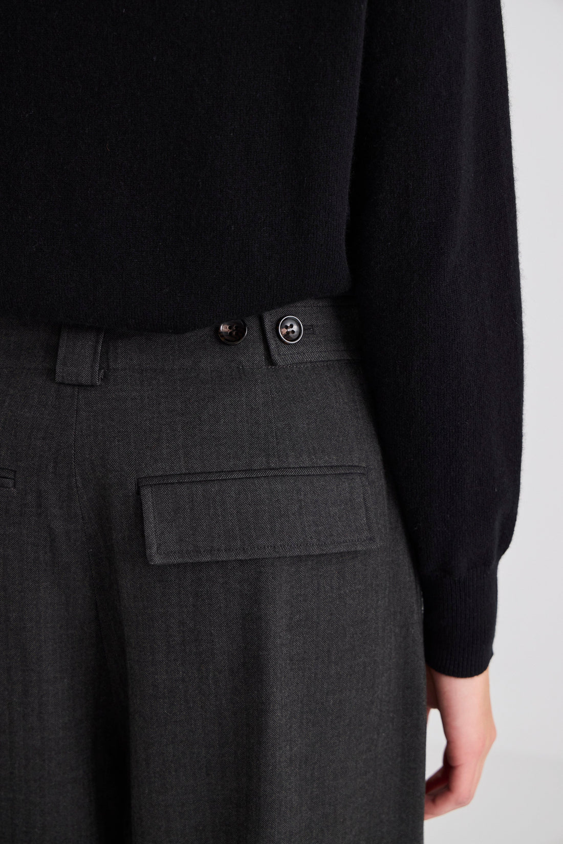 Wide Leg Pleat Front Trouser - Graphite