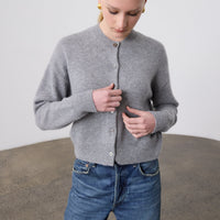 Boxy Cashmere Cardigan - Grey Marle