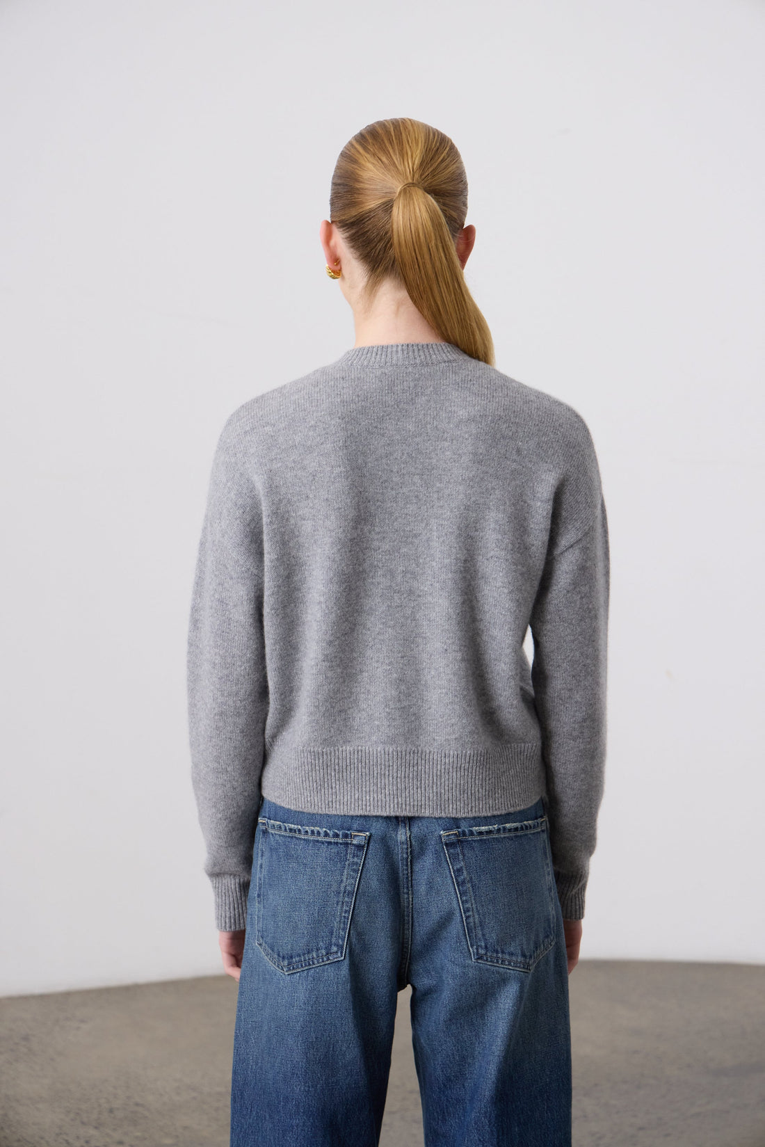 Boxy Cashmere Cardigan - Grey Marle