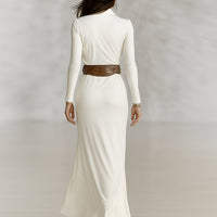 Women's Lapel Long Sleeve Waist-tightening Maxi Dress (without Belt)MDA2480G9Y