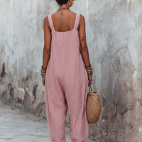 Women's Minimalist Striped Loose-Fit Square-Neck Sleeveless Jumpsuit MDZ1052D7Y
