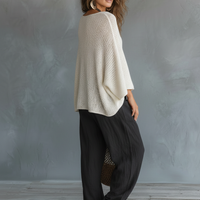Women's Minimalist Lightweight Cape-sleeved Sweater And Harem Pants Set MDZ2685A8Y