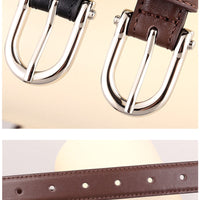 Women's Brown Classic Faux Leather Gold - Buckle Belt MDA0898H6I