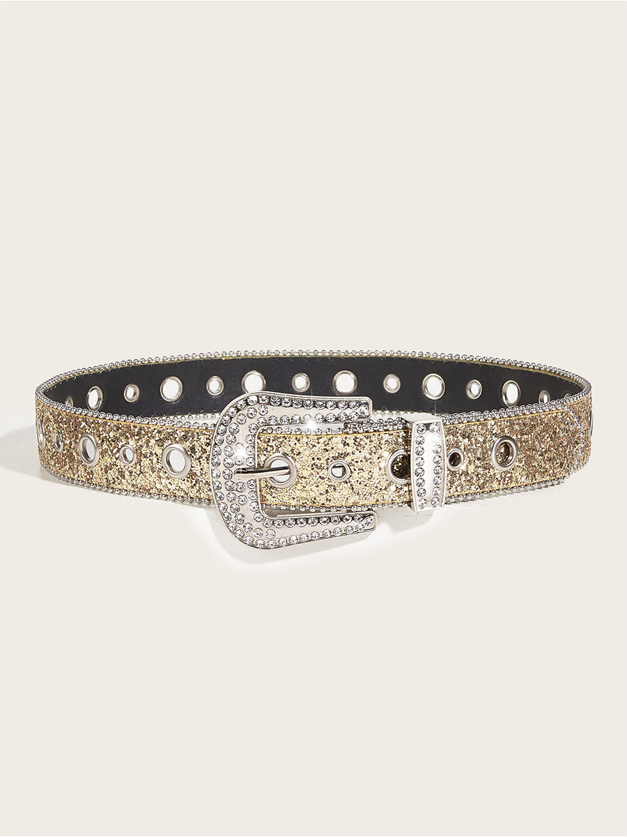 Women's Glamorous Rhinestone - Embellished Buckle Belt MDA1645H3I