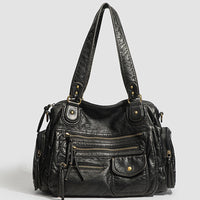 Women's Fashionable Distressed Multi-pocket Leather Handbag MDA0889H1Y