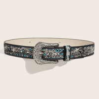 Women's Embossed Rhinestone PU Leather Personalized Belt MDA0495H9T