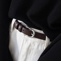 Women's Brown Classic Faux Leather Gold - Buckle Belt MDA0898H6I