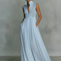Women's Minimalist Cotton-linen Blend Sleeveless Maxi Dress MDZ2615B6Y