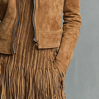 Women's Fashion Cropped Suede Lapel Zipper Jacket MDA2545H7Y