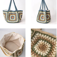 Women's One-Shoulder Magnetic Buckle Large-Capacity Woven Bag MDA0487H3I