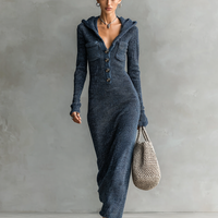 Women's Slim-fit Hooded Knitted Maxi Dress MDA1451H6Y