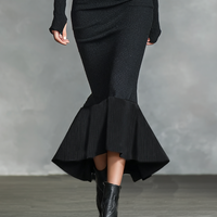 Women's Knitted V-neck Slim Long Sleeves Maxi Dress (Without Belt)MDA0717H5Y
