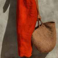 Women's Red Cotton Dress With Spaghetti Straps & Square Neck, Timeless Boho-Resort Style Dress MDZ0924C3I