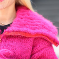 Hand-Knitted Pink Alpaca Catsuit – Fluffy Bodysuit with Mittens & Socks T1493
