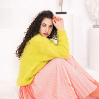 Bright Green Alpaca Wool Sweater, Hand Knitted Soft Pullover, Vibrant Cozy Winter Jumper T1563