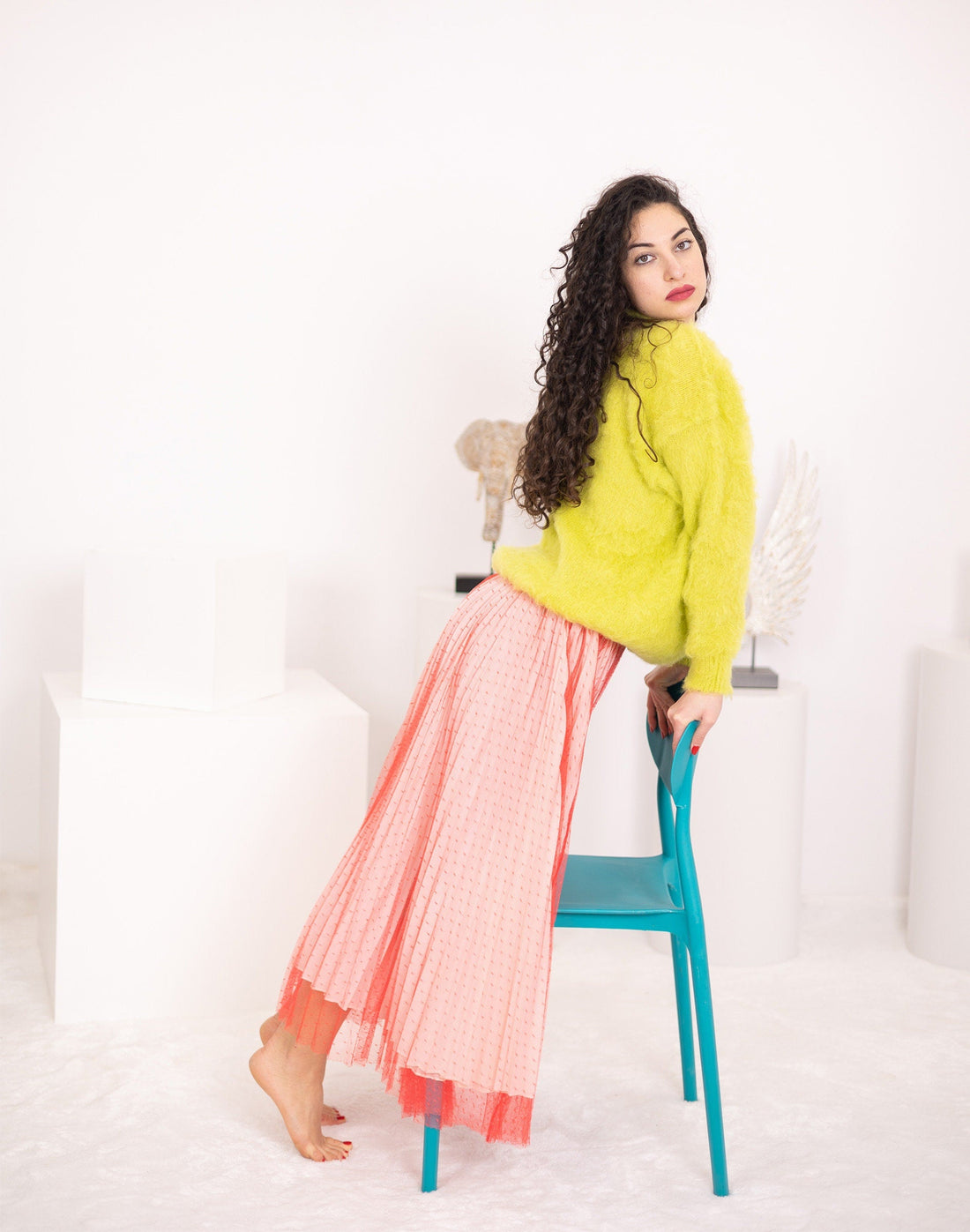 Bright Green Alpaca Wool Sweater, Hand Knitted Soft Pullover, Vibrant Cozy Winter Jumper T1563