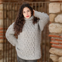 Hand Knit Baby Alpaca Merino Wool Sweater, Chunky Cable Knit Jumper T1389