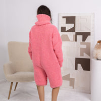 One available in Size 4XL, Neon Pink Alpaca Romper, Hand Knitted Catsuit T1686