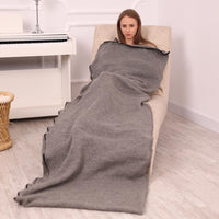 Hand Knitted Itchy Wool Sleeping Bag: Gray Blanket Sack 75x230 cm T1964