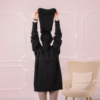 Black Cashmere Sweater with 100 cm Turtleneck, Hand Knitted Soft Pullover T1991