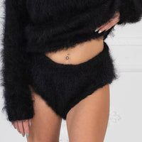 Mohair Panties – Hand Knitted Fluffy Fuzzy Winter Briefs T1015