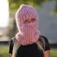 30-Strand Mohair Balaclava – Hand Knitted Chunky Winter Hat T1455