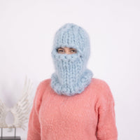 30-Strand Mohair Balaclava – Hand Knitted Chunky Winter Hat T1601