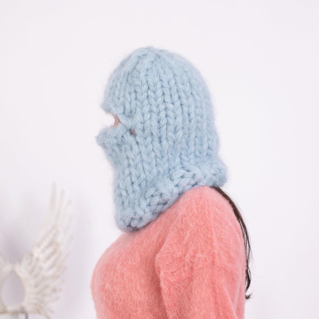30-Strand Mohair Balaclava – Hand Knitted Chunky Winter Hat T1601