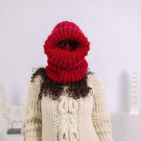 Mohair Wool Balaclava – Hand Knitted Chunky Winter Hood T1651
