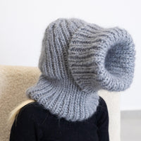 Mohair Wool Balaclava – Hand Knitted Chunky Winter Hood T1527