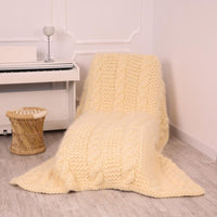 Chunky 25-Strand Mohair Blanket – Extra Large Hand Knitted Cable Knit Throw 200x240 cm T1963