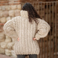 Super Chunky Alpaca Wool Sweater, Hand Knitted 26-Strand Thick Pullover T1392
