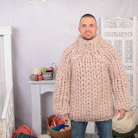 Huge 40-Strand Mohair Sweater – Thick Hand-Knitted Soft Fuzzy Pullover T701M