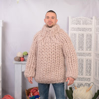 Huge 40-Strand Mohair Sweater – Thick Hand-Knitted Soft Fuzzy Pullover T701M