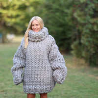 30-Strand Chunky Wool Sweater – Huge Hand-Knitted Oversized Pullover in 100% Soft Wool T1465