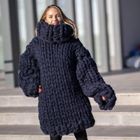 30-Strand Chunky Wool Sweater – Hand-Knitted Oversized Pullover in 100% Soft Wool T1304