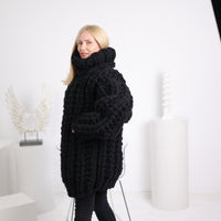 Heavy Hand Knit Wool Sweater, Chunky English Rib T1625