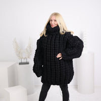 Heavy Hand Knit Wool Sweater, Chunky English Rib T1625