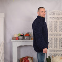 12-Strand Chunky Wool Sweater – Soft and Warm Thick Knit Jumper T708M