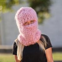 30-Strand Mohair Balaclava – Hand Knitted Chunky Winter Hat T1455
