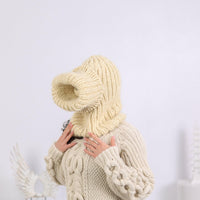 Mohair Wool Balaclava – Hand Knitted Chunky Ski Hood T1650