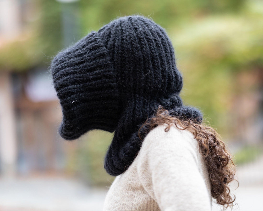 Mohair Wool Balaclava – Hand Knitted Chunky Ski Hood T1508