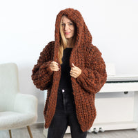 Extra Chunky Cardigan – 18-Strand Hand Knitted Alpaca Merino Wool Blend T1539