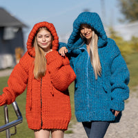 Chunky Wool Cardigan – Hand Knitted 100% Wool Jacket T1266